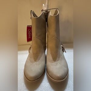 Justice Girls Tan Suede Tassel Western Boots